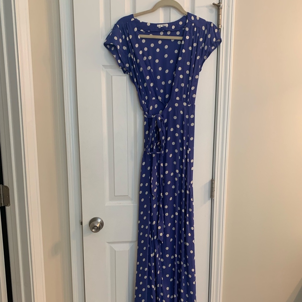 Tularosa Sid wrap dress in blue dot